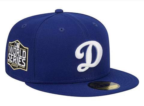 Los Angeles Dodgers New Era 59Fifty D Logo 2020 Patch Blue Fitted Hat Cap Grey UV