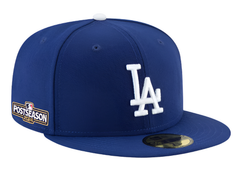 Los Angeles Dodgers Fitted New Era 59Fifty 2024 Postseason Side Patch Blue Cap Hat