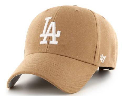 Los Angeles Dodgers Adjustable '47 Brand MVP Cap Hat Velcro Camel