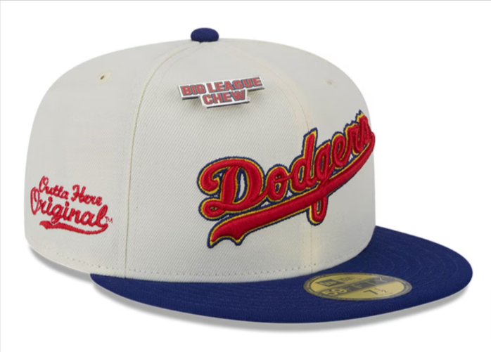 Los Angeles Dodgers Fitted New Era 59Fifty Big League Chew White Chrom
