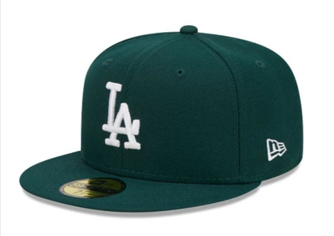 Los Angeles Dodgers Fitted New Era 59Fifty Dark Green Cap Hat Cap Grey UV