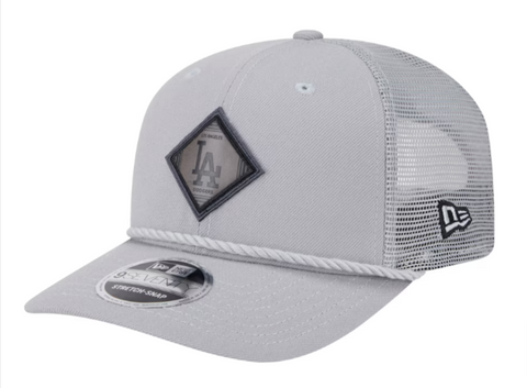 Los Angeles Dodgers Snapback New Era 9Seventy Leather Logo Stretch-Snap Cap Hat Grey