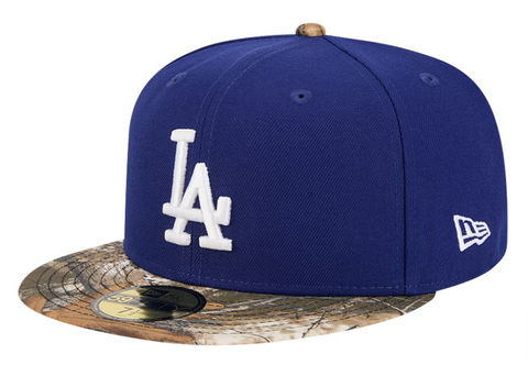 Los Angeles Dodgers Fitted New Era 59Fifty Blue Real Tree Camo Cap Hat Grey UV