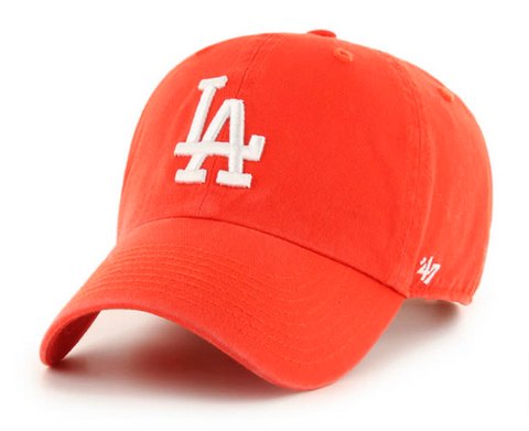 Los Angeles Dodgers Strapback '47 Brand Clean Up Adjustable Cap Hat Thunder Orange