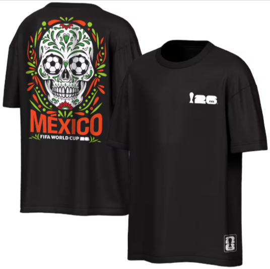 Mexico Mens T-Shirt FIFA 2026 Rally Oversized 2-Hit Black Tee