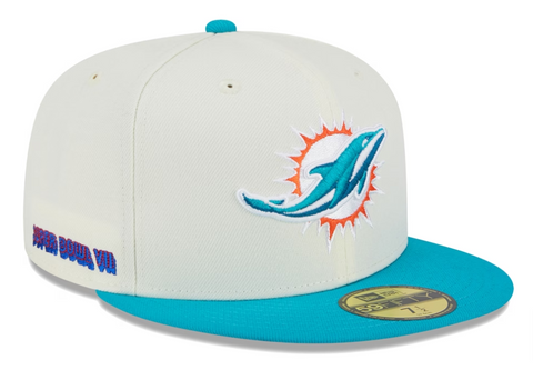 Miami Dolphins Fitted New Era 59Fifty Super Bowl Patch Chrome Cap Hat Grey UV
