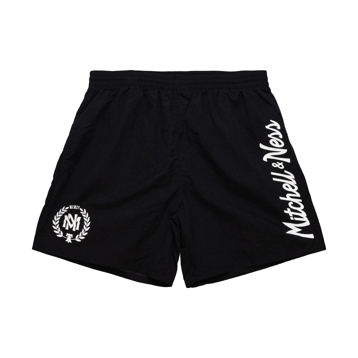ウェア mitchell&ness shorts Mitchell & Ness Mens Essentials Nylon Shorts Black