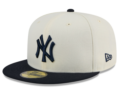 New York Yankees Fitted 59Fifty New Era Chrome Navy Cap Hat Grey UV