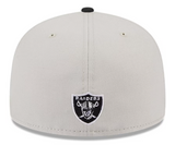 Las Vegas Raiders Fitted New Era 59Fifty NFL Draft 2023 Stone Black Cap Hat Grey UV