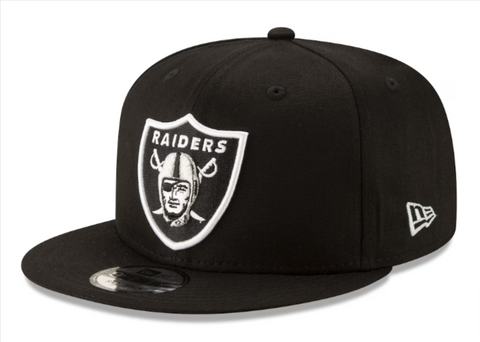 Oakland Raiders Snapback New Era 9Fifty Black & White Logo Cap Hat Black - THE 4TH QUARTER