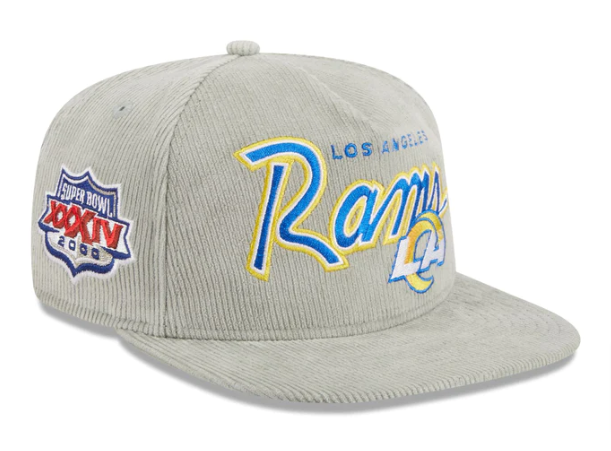 Los Angeles Rams Snapback New Era 9Fifty Corduroy Golfer Grey Cap Hat Green  UV