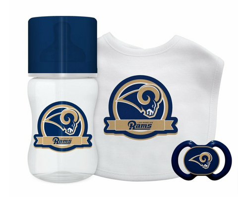 Los Angeles Rams Infant Baby Pacifier Baby Bottle Baby Bib Kickoff Collection 3-Piece Set