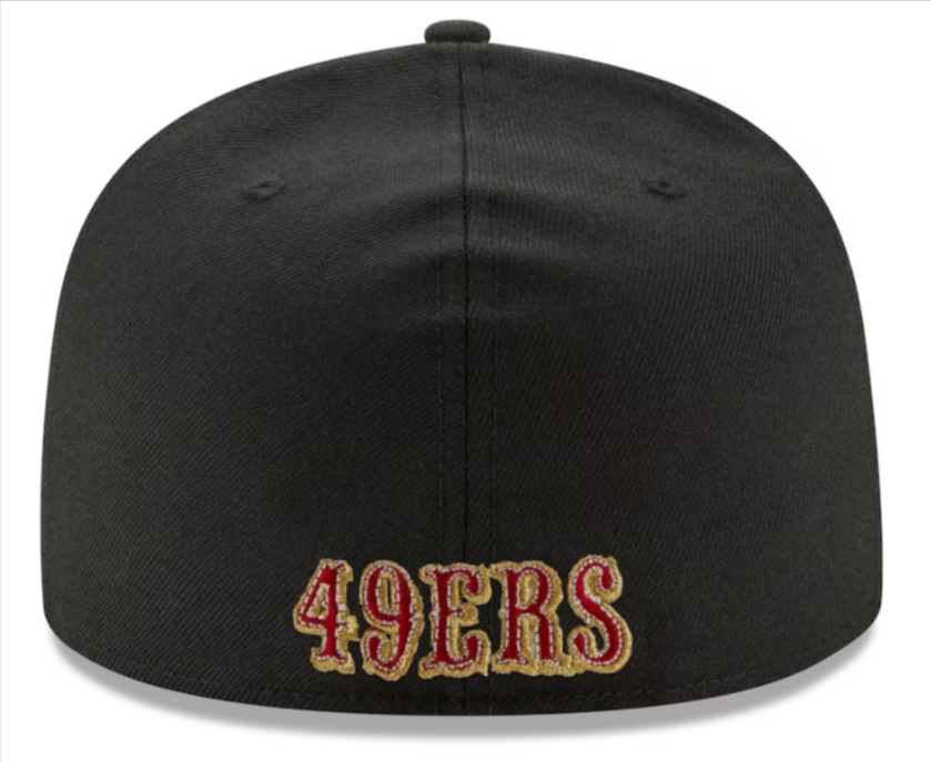 San Francisco 49ers Fitted New Era 59Fifty Super Bowl LVIII Black Cap Hat Grey UV THE 4TH QUARTER