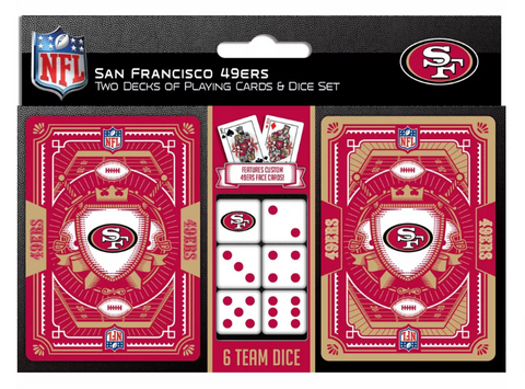 San Francisco 49ers 2-Pack Playing cards & Dice Set for Adults