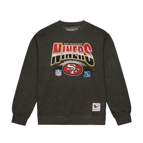San Francisco 49ers Men's Mitchell & Ness Inzone Crew Fleece Sweatshirt Charcoal Heather
