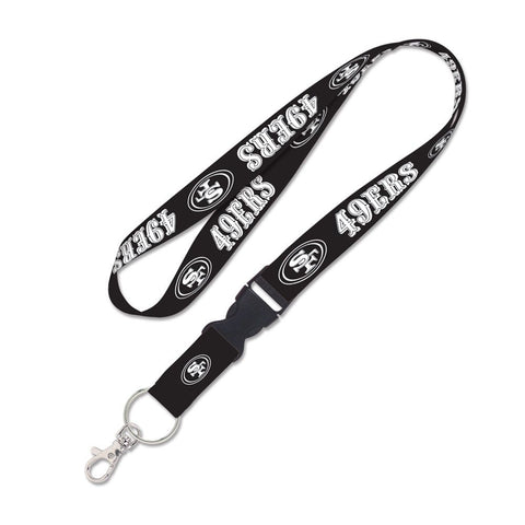 San Francisco 49ers Keychain Long Lanyard With Detachable Buckle Black White