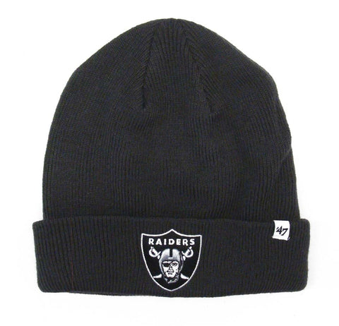Oakland Raiders '47 Brand Embroidered Folded Beanie Cap Charcoal - THE 4TH QUARTER