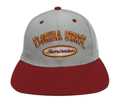 Florida State Seminoles Snapback Vintage Arch Cap Hat Grey Burgundy - THE 4TH QUARTER