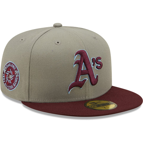 Oakland Athletics Fitted New Era 59Fifty 1987 All Star Game Grey Maroon Cap Hat Sky UV