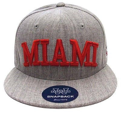 Miami Redhawks Snapback Whang Cap Hat Grey Wool - THE 4TH QUARTER