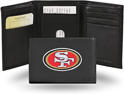 San Francisco 49ers Mens Embroidered Leather Trifold Wallet