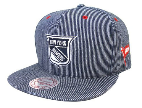 New York Rangers Snapback Style Strapback Mitchell & Ness Engineer Denim Hat - THE 4TH QUARTER