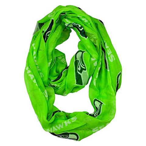 Seattle Seahawks Little Earth Productions Sheer Infinity Scarf Lime Green - THE 4TH QUARTER