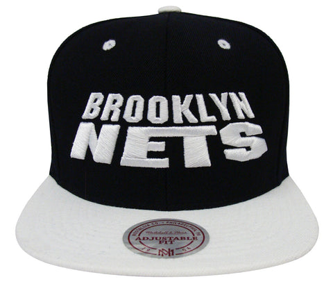 Brooklyn Nets Snapback Mitchell & Ness Monolith Cap Hat Black White - THE 4TH QUARTER