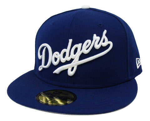 Los Angeles Dodgers Fitted New Era 59Fifty Wordmark Script Blue Cap Hat - THE 4TH QUARTER