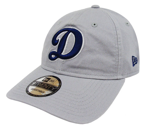 Los Angeles Dodgers Strapback New Era 9Twenty Adjustable Big D Logo Cap Hat Grey - THE 4TH QUARTER