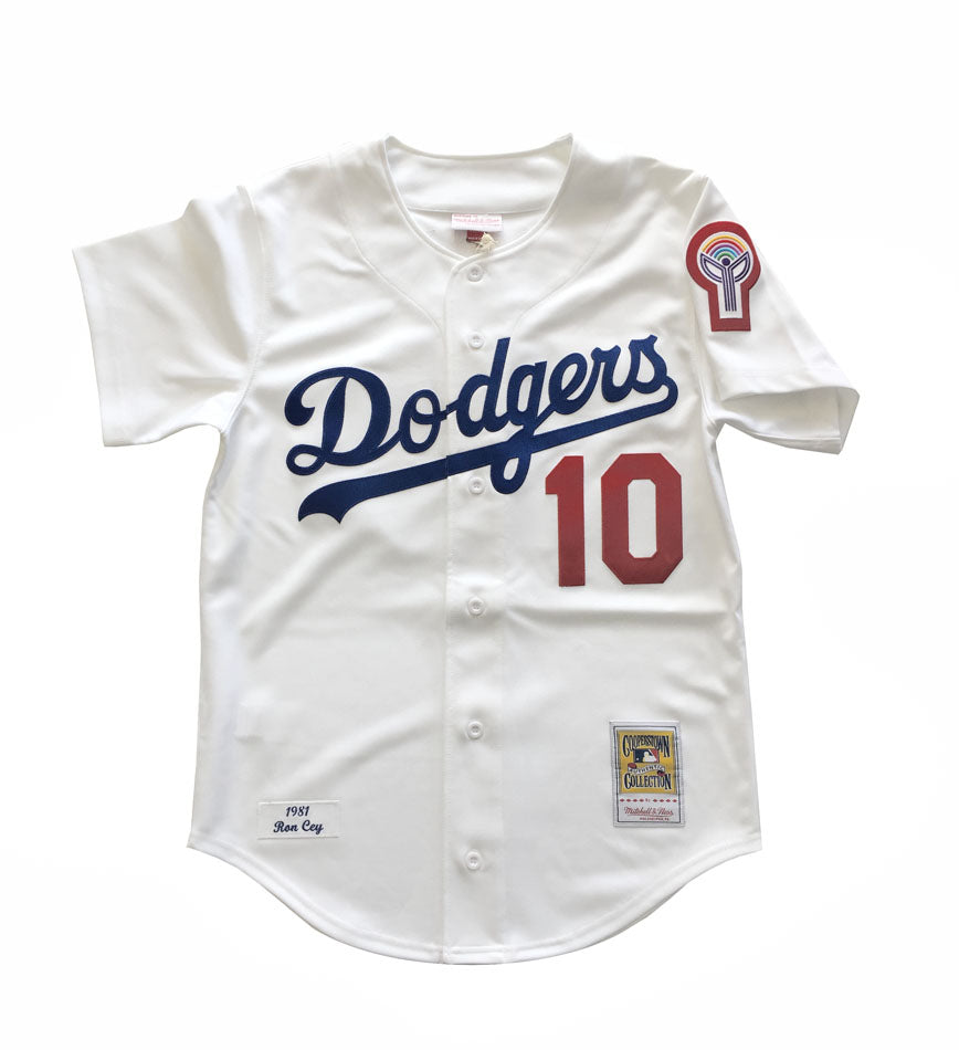 Los Angeles Dodgers Mens Jersey Mitchell & Ness Authentic #10 Ron Cey 1981  White