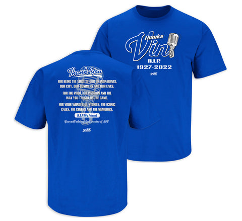 Los Angeles Dodgers Mens T-Shirt Thanks Vin Scully Blue Tee