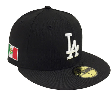 Los Angeles Dodgers Fitted New Era 59Fifty Mexico Flag Black Cap Hat Green UV