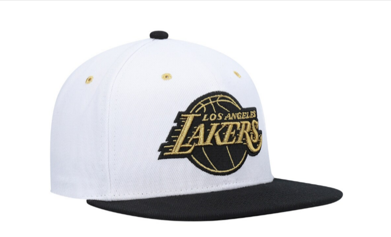 Los Angeles Lakers Snapback Mitchell & Ness Gold Logo Black White