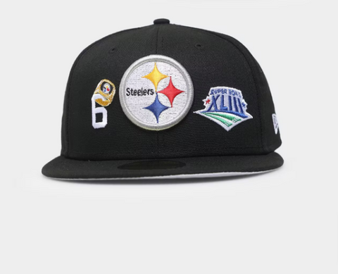Pittsburgh Steelers Fitted New Era 59FIFTY SB Count the Rings Grey UV