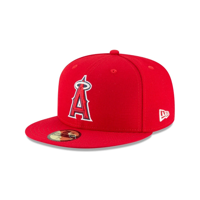 New Era - MLB White snapback Cap - Anaheim Angels Scarlet Swirl 59FIFTY 50th Chrome/Navy Fitted @ Fitted World By Hatstore