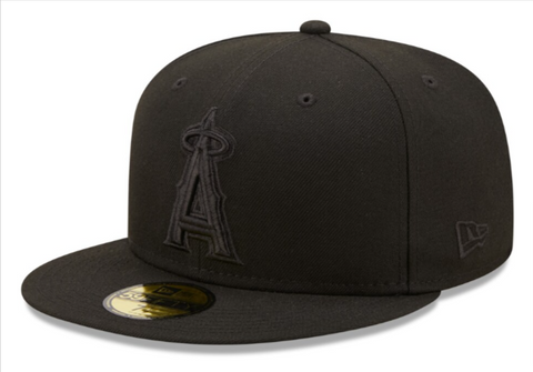 Anaheim Angels Fitted New Era 59Fifty Black on Black Cap Hat