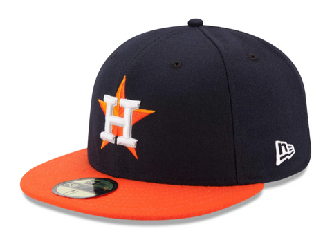 Houston Astros Fitted New Era 59Fifty Road On Field Navy Orange Cap Hat