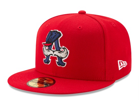 Auburn Doubledays Fitted New Era 59Fifty MILB Red Cap Hat