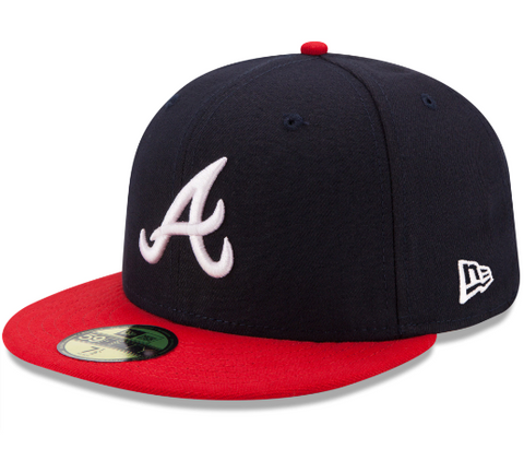 Atlanta Braves Fitted New Era 59Fifty On Field Navy Red Hat Cap - THE 4TH QUARTER