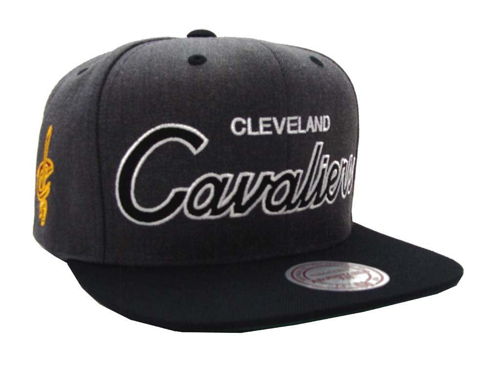 Men's Mitchell & Ness Black Cleveland Cavaliers Hardwood Classics MVP Team Script 2.0 Snapback Hat