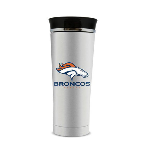 Denver Broncos 18oz Stainless Steel Free Flow Tumbler Travel Mug Cup - THE 4TH QUARTER