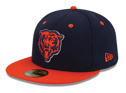 Chicago Bears Fitted New Era 59FIFTY Bear Cap Hat Navy Orange