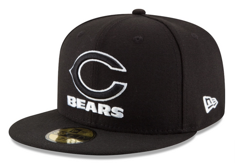 Chicago Bears Fitted New Era 59FIFTY Black White Cap Hat