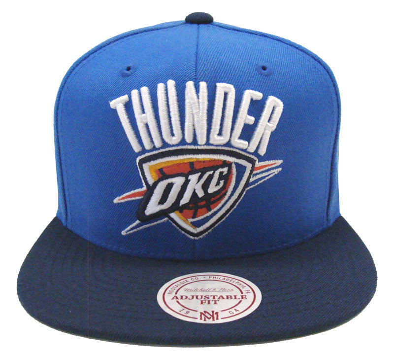 Men's Mitchell & Ness Black/White Oklahoma City Thunder Snapback Adjustable  Hat