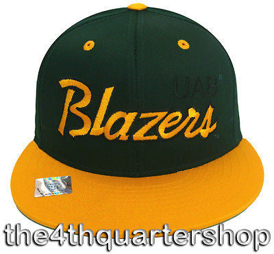 Alabama Birmingham Blazers Snapback Retro Script Cap Hat Green Yellow - THE 4TH QUARTER