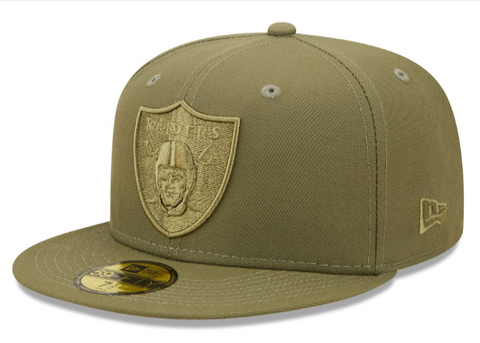 Raiders Fitted New Era 59Fifty Olive Color Pack Cap Hat
