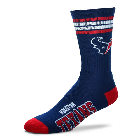 Houston Texans Socks 4-Stripe Long Deuce Team Color Performance Navy