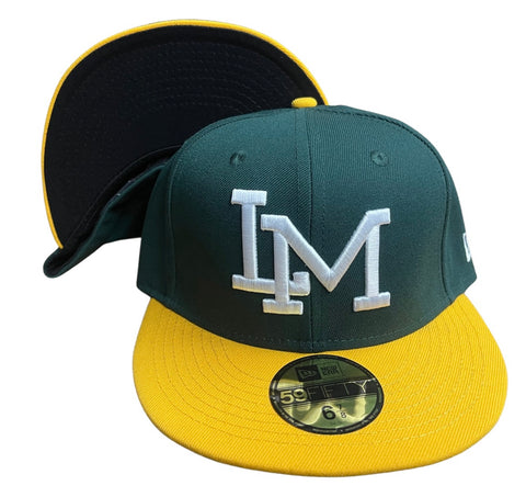 Cañeros De Los Mochis Sinaloa Fitted Mexican LMP New Era 59Fifty LM Logo Green Yellow Hat Cap - THE 4TH QUARTER