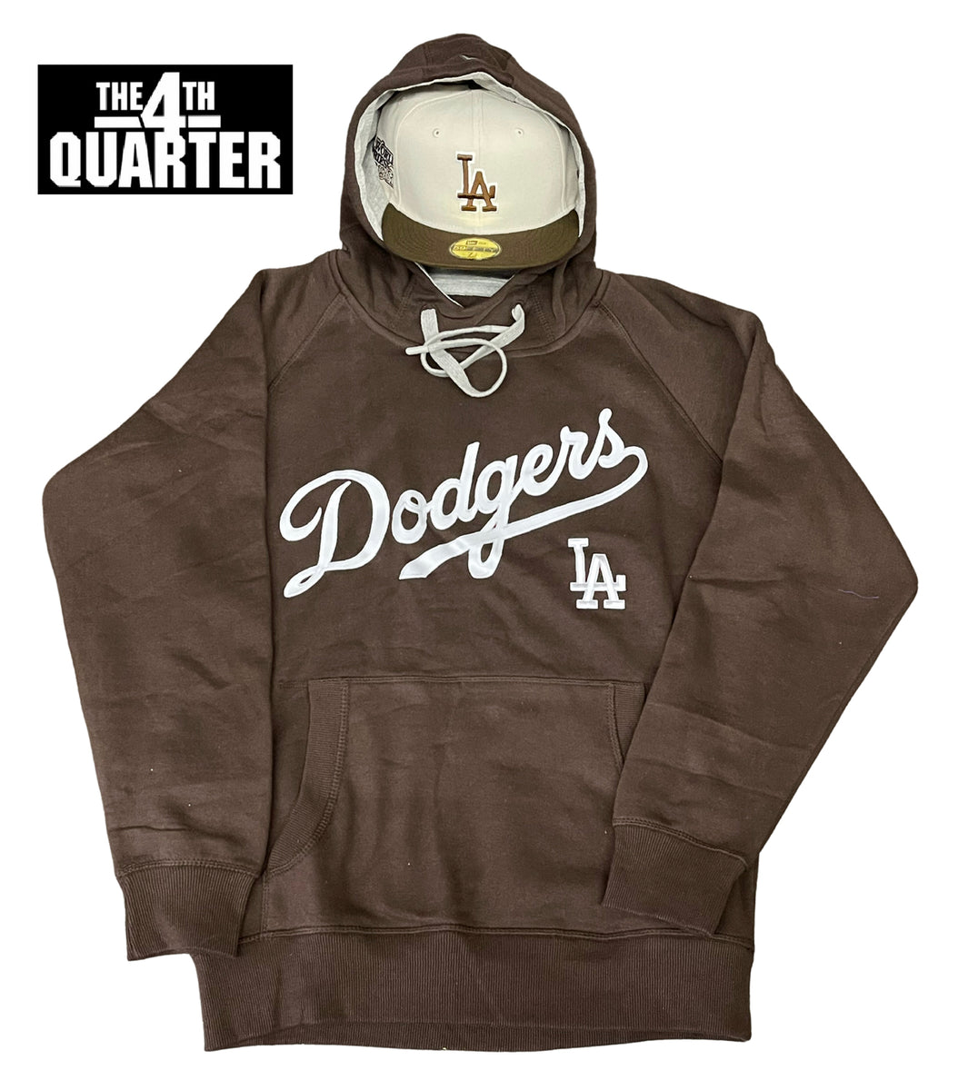 Dodgers Mens Sweatshirt Antigua Victory Pullover Hoodie Brown